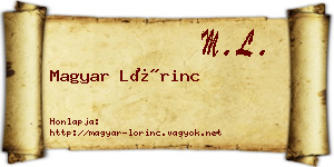 Magyar Lőrinc névjegykártya